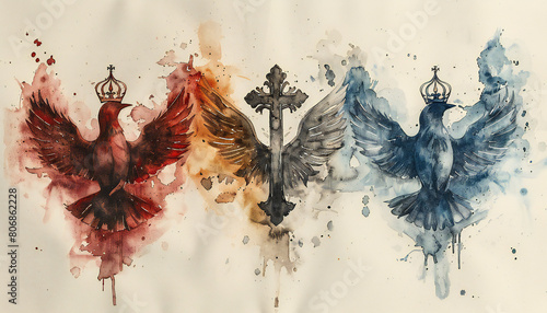 Holy Trinity Symbols in Watercolor