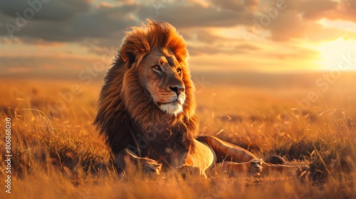 Majestic Lion at Sunset