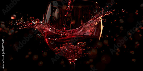 Red Wine splash drop to a glass , "Capturing the Elegance: Red Wine Splashes into the Glass The Art of Pouring: Red Wine Splash and the Glass" "Savoring the Moment: Red Wine Splash in a Crystal Glass