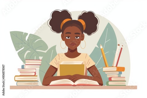 dedicated african american female student immersed in her studies at university diligently preparing for exams with focus and determination inclusive education diversity concept illustration