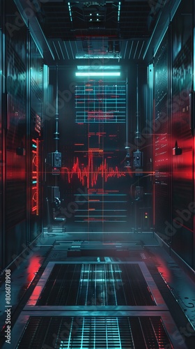Unknown signal interrupting the silence, with a cryptic message playing on a loop on the ship's communication system. Visualize the audio waveform on a screen, surrounded by static and flickering inte