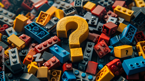Question Mark of Constructor Blocks, Conceptual Image Illustrating Uncertainty and Problem Solving in Programming, Generative Ai