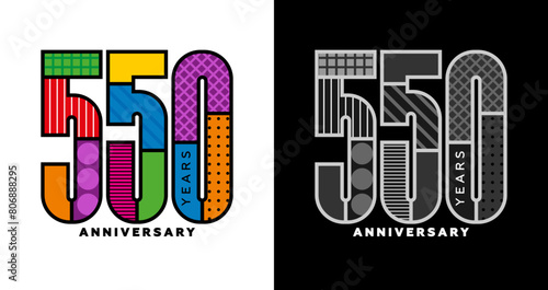 550th anniversary, five hundred and fiftieth anniversary logo set, colorful logo for celebration, invitation, congratulations, web template, flyer and booklet, retro