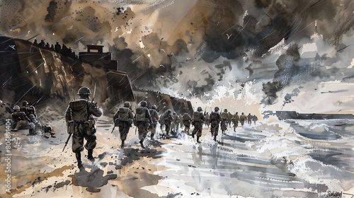 A Tribute to the D-Day Landings: Illustrating the Courage and Valor of Allied Forces in Normandy, June 1944