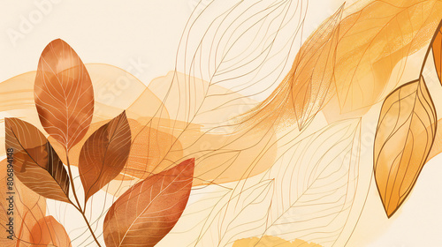 Earthy Boho Foliage Line Art: A Subtle and Soothing Abstract Plant Design for Prints, Covers, Wallpapers, and Natural Decor