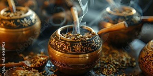 Yerba mate tea ritual in high-quality DSLR shot with contrasting lighting