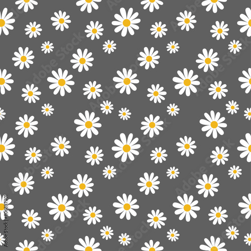 Daisy flower seamless on editable background illustration. Pretty floral pattern for print. Flat design vector. Spring and summer seamless. Flowers seamless design. Cute floral print.