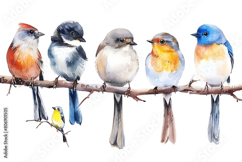  birds on a branch of a tree