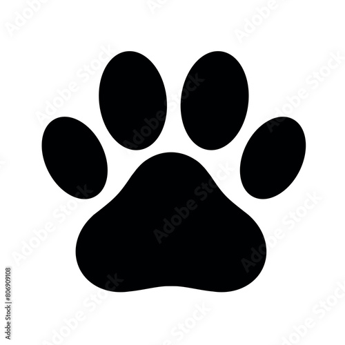 cat paw icon print vector silhouette logo - kitten footprint