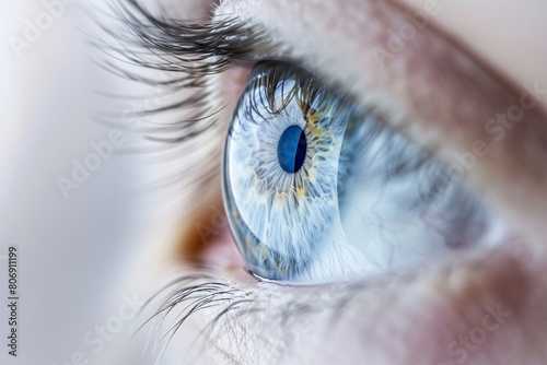 Close-Up of a Blue Eye with Striking Details and Natural Beauty