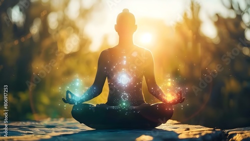 Forming a Profound Spiritual Connection through Meditation, Astral Communication, and Telepathy. Concept Spiritual Connection, Meditation, Astral Communication, Telepathy, Inner Peace