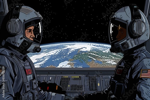 Orbital Dialogue: Astronauts Overlooking Earth