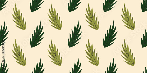 Seamless pattern with palm leaves. Abstract Tropical foliage background. Modern exotic jungle plants. Flat Vector illustration 