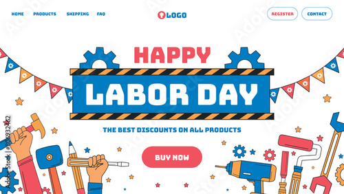 Landing page template for 1st may labor day celebration