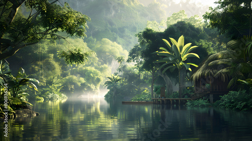tropical island in the jungle