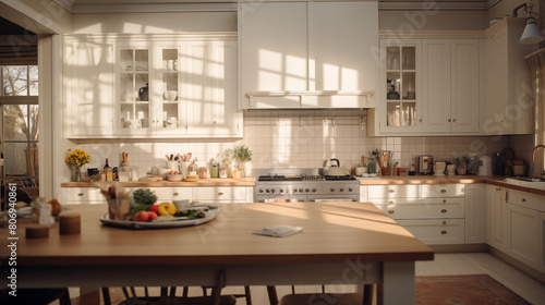 In a beautifully designed kitchen, white tiles create a sense of timeless charm, captured flawlessly by an HD camera