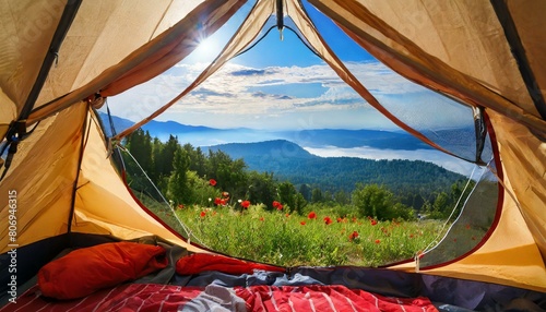 テントの中から見える、夏の景色