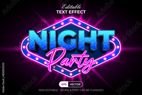 Night Party Text Effect Style. Editable Text Effect Vector.