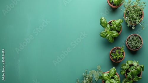 Fresh Herb Haven: Basil and Mint Garden Mockup in Pots
