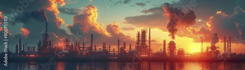 sleek depiction of oil refinery technology for captivating industrial design insights in articles.
