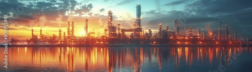 Sleek Vector Illustration of Modern Oil Refinery for Articles on Industrial Advances
