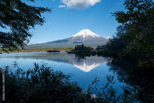 田貫湖に映える富士山。爽やかな空気を感じます。￥