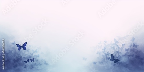 Indigo plain background with minimalistic pastel butterfly pixel swirl border with copy space texture for display products blank copyspace for design text 