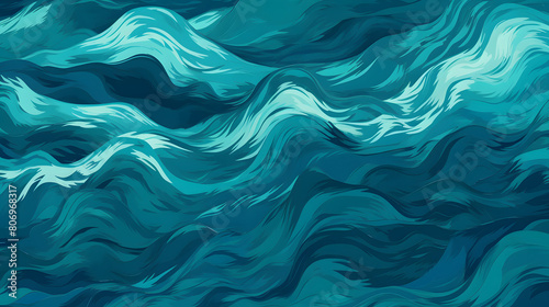the ocean represented in a canvas full of teal color waves abstract geometric pattern graphics poster background
