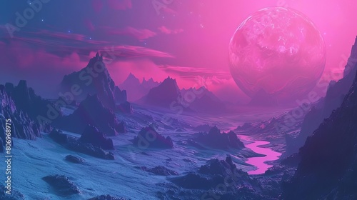 surreal alien landscape on a distant planet aigenerated digital illustration