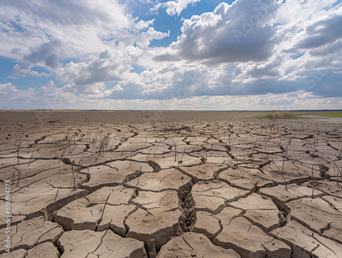Vast Cracked Earth Texture in Dry Desert