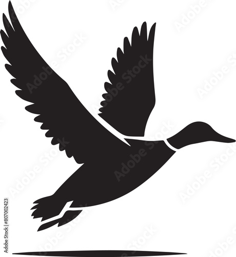 Duck silhouette isolated on white background. Duck logo.