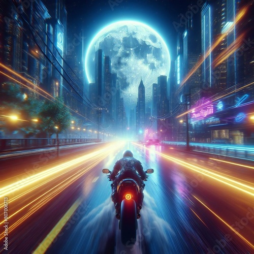 A biker in the midnight city