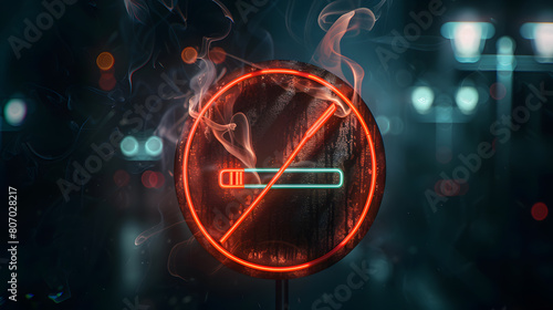 no smoking neon icon