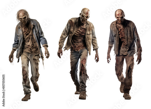 Zombie Set Isolated on Transparent Background 