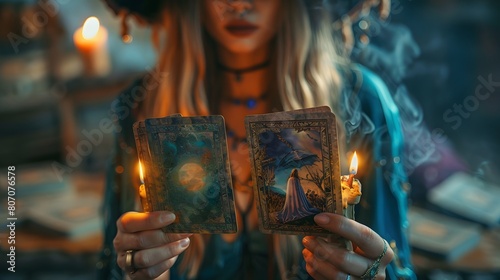 A witch casting runes to divine the future for her clients seeking fortune-telling.