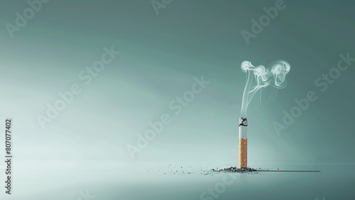 A cigarette burning against a stark background,