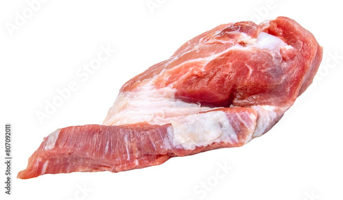 Mięso schabowe na białym tle, schab bez kości