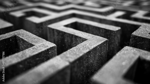 Close-up of a maze with walls that seem to pulse and shift, creating a dynamic and ever-changing puzzle, reflecting the unpredictability of challenges.
