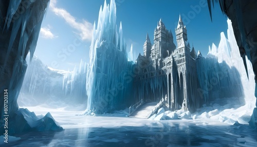 An icy stronghold rising from the frozen depths I