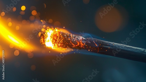 Close-up illustration of a matchstick being ignited, focusing on the moment of ignition and the initial flame.