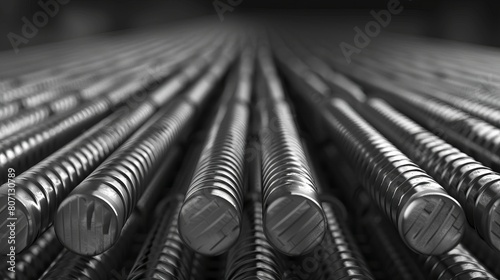 Vector illustration showcasing ribbed metal reinforcement rods used for building reinforcement, providing structural support in construction projects.
