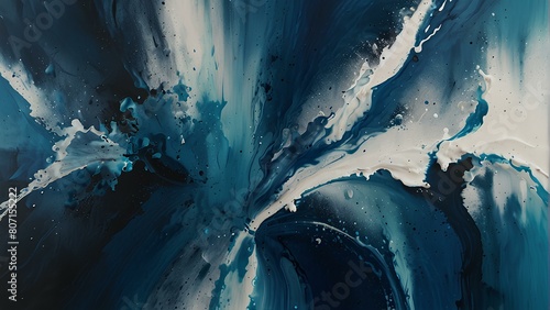 Waves of blue dried color on a white background. 3d Abstract Background Wallpaper