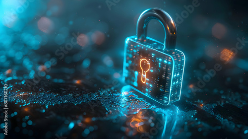 Photo realistic Digital Lock Glyph: Symbolizing Secure Digital Locks for Sensitive Data - Photo Stock Concept