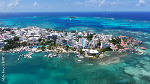 Spratt Bight Beach At San Andres In Caribbean Island Colombia. Beach Landscape. Caribbean Paradise. San Andres At Caribbean Island Colombia. Seascape Outdoor. Nature Tourism.