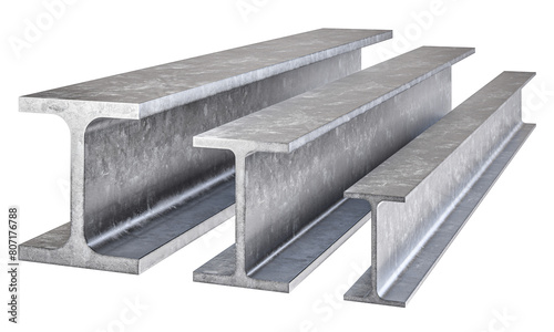 Steel i-beams isolated on transparent background