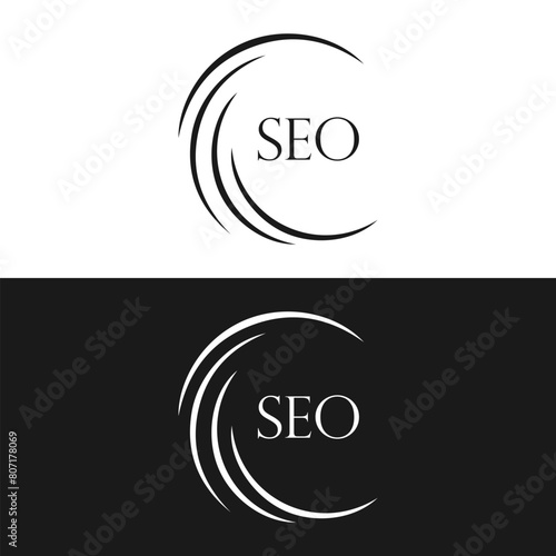 SEO logo. S E O design. White SEO letter. SEO, S E O letter logo design. Initial letter SEO linked circle uppercase monogram logo. S E O letter logo vector design.