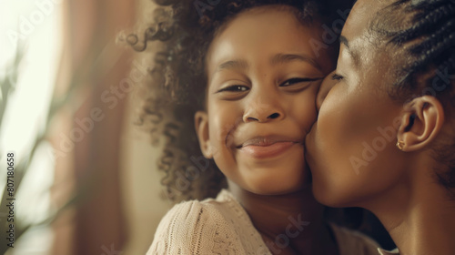 Mother and daughter. The girl is smiling and the woman is smiling back. Scene is happy and loving