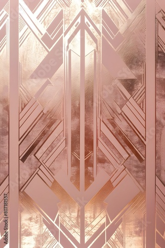 Art Deco Rose Gold Abstract Texture A Geometric Symmetrical Pattern for Modern Interior Design