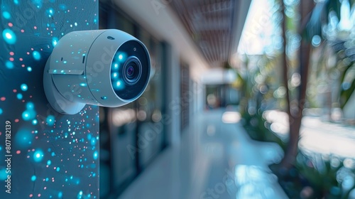 Smart security cameras monitoring a property and sending alerts to a smartphone
