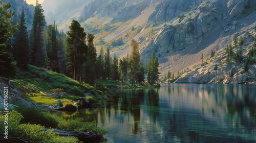 Scenic Rocky Mountain Landscape Over A Quiet Lake